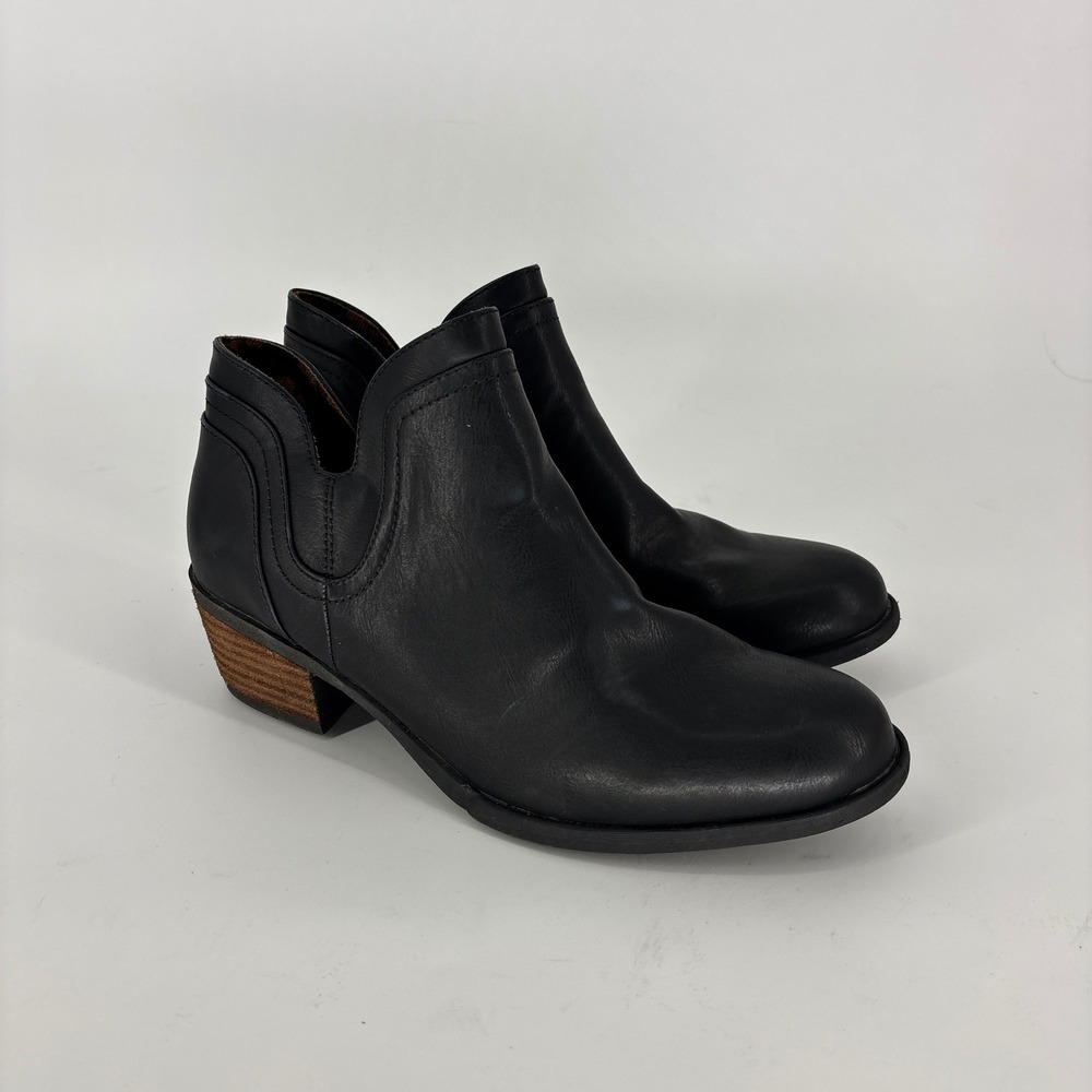 B.o.c Lena Ankle Booties Black Women Size 8 Cutout Side Zipper Stacked Heel